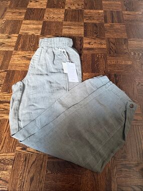 Light Gray Women's Linen-Blend Drawstring Joggers